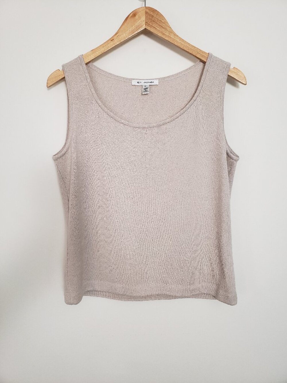 ST. JOHN Medium Knit Beige Tank Top Scoop Neck Layering Shirt